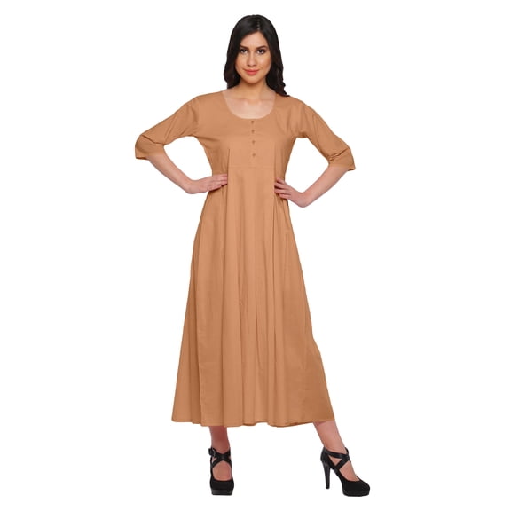 Moomaya Indian Dresses For Women Kurti 3/4 Sleeve Solid Long Blouse Top