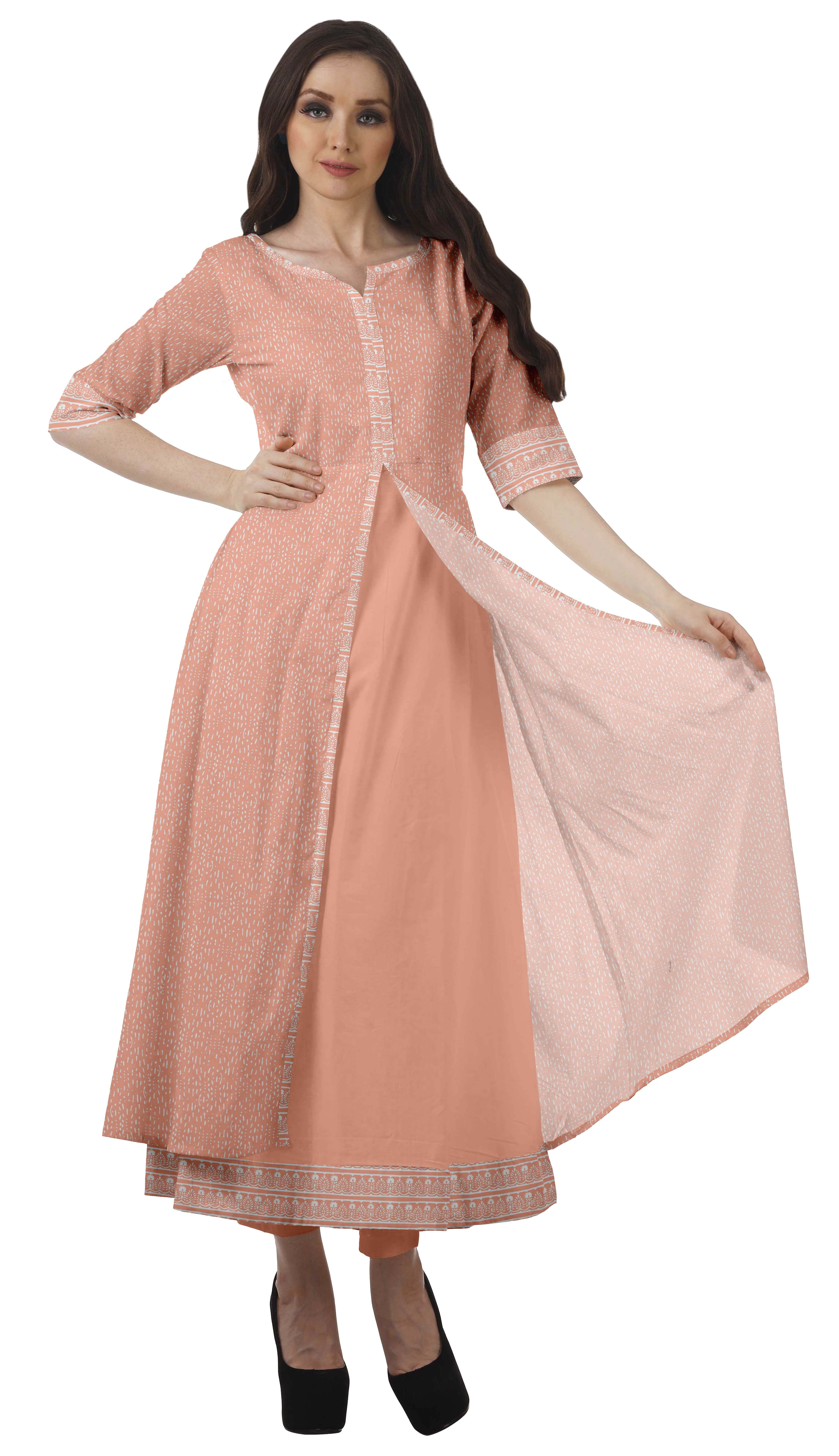 Moomaya Womens Palazzo Maxi Kurta Set 2 Pezzo Vestito