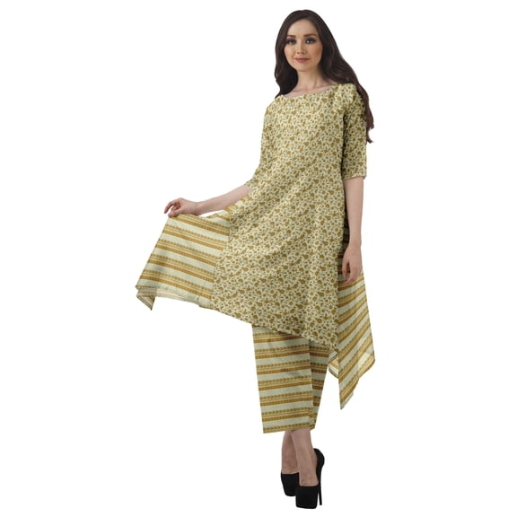 Moomaya Indian Tunic Printed Kurti Kurta Set Women Asymmetric Kurti With Pant