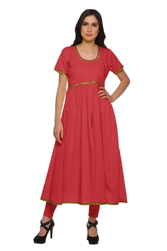 Indian Women Cotton Front Slit Kurtis Solid Bollywood Designer Kurti