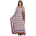 thumbnail image 1 of Moomaya Keyhole Caftan Printed Kimono Sleeve Swimsuit Beach Cover Up Night Dress, 1 of 8