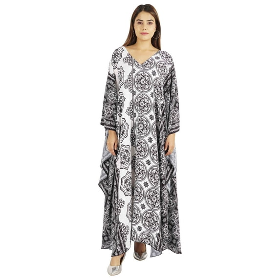 Moomaya Kimono Maxi Dress Printed Long Kaftan For Women Cover-Up Caftan Beach Resort Dress