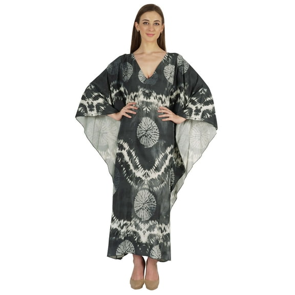 Moomaya Kimono Maxi Dress Printed Long Kaftan For Women Cover-Up Caftan Beach Resort Dress