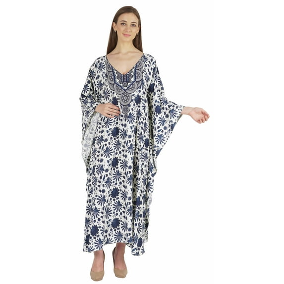 Moomaya Kimono Maxi Dress Printed Long Kaftan For Women Cover-Up Caftan Beach Resort Dress