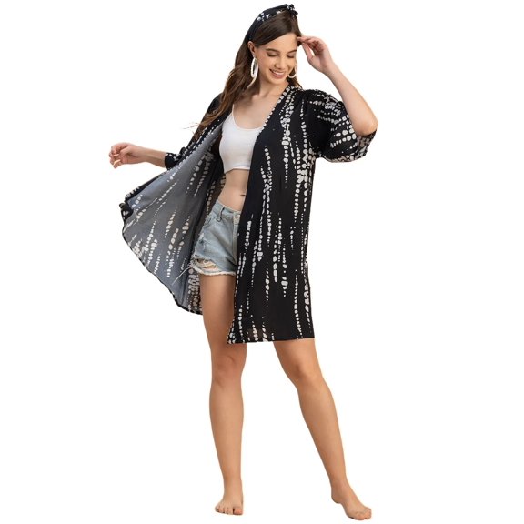 Moomaya Kimono Sleeves V Neck Printed Rayon Shrug -Women's Stylish Printed Shrug