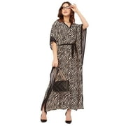 Moomaya Kimono Sleeves V Neck Rayon Kaftan - Women's Stylish Printed Kaftan