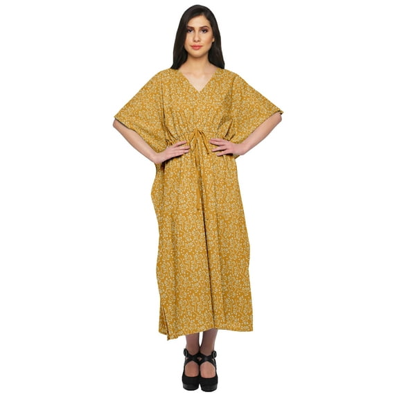 Moomaya Ladies Plus Size Kaftan Summer Wear Beach Coverup Kimono Caftan Dress - 2XL-3XL