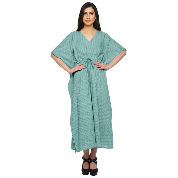 Moomaya Ladies Plus Size Kaftan Summer Wear Beach Coverup Kimono Caftan Dress - XS-M