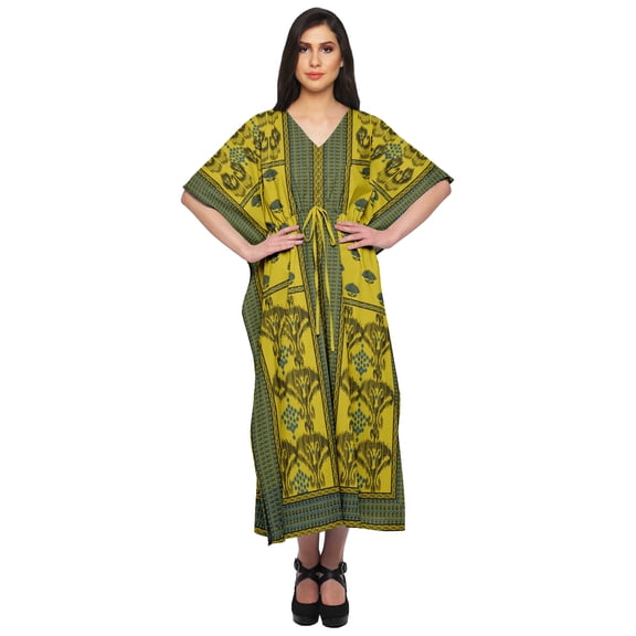 Moomaya Ladies Plus Size Kaftan Summer Wear Beach Coverup Kimono Caftan Dress