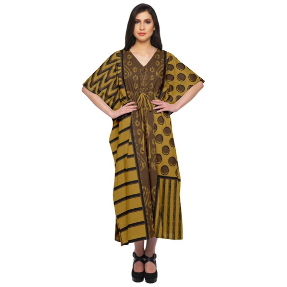 Moomaya Ladies Plus Size Kaftan Summer Wear Beach Coverup Kimono Caftan Dress