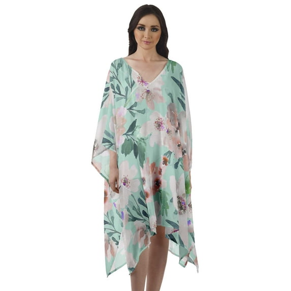 Moomaya Ladies Plus Size Kaftan Summer Wear Beach Coverup Kimono Sleeves Caftan