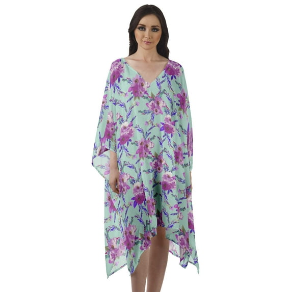 Moomaya Ladies Plus Size Kaftan Summer Wear Beach Coverup Kimono Sleeves Caftan