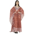 thumbnail image 1 of Moomaya Long Beach Sheer Kaftan Dress For Women Printed Beachwear V-Neck Swimsuit Resort wear Kimono Cover Up, 1 of 7