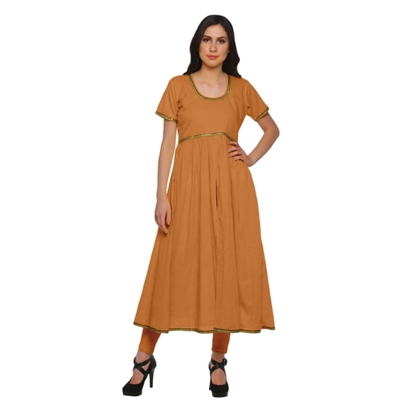 Moomaya Long Bollywood Designer Kurti WoMen's Solid Maxi Kurta Front Slit Tops