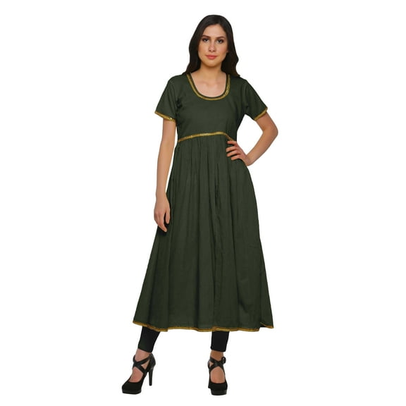 Moomaya Long Bollywood Designer Kurti WoMen's Solid Maxi Kurta Front Slit Tops