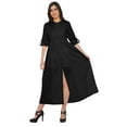 thumbnail image 1 of Moomaya Long Button Down Shirts For Women Front Slit A-Line Kurtis Summer Kurta, 1 of 5