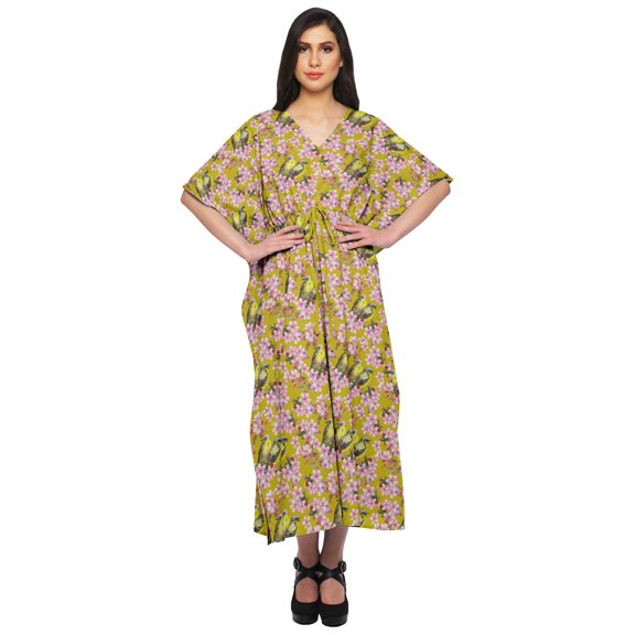 Moomaya Long Caftan Maxi Dress Beach Swimwear Cover Up Womens Kaftan Plus Size - 2XL-3XL