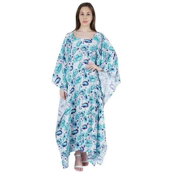 Moomaya Long Kaftan Maxi Dress For Womens Kimono Sleeves Beachwear Cover Up Plus Size Dresses