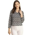 thumbnail image 1 of Moomaya Long Sleeve Band Collar Printed Top - Women's Stylish Georgette Top, 1 of 9