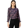 thumbnail image 1 of Moomaya Long Sleeve Round Neck Printed Georgette Top - Women's Boho Top, 1 of 9