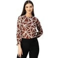 thumbnail image 1 of Moomaya Long Sleeve Round Neck Printed Georgette Top - Women's Boho Top, 1 of 9