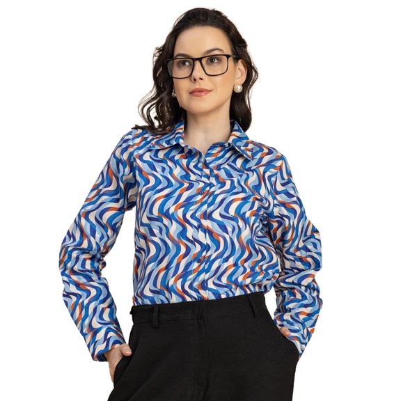 Moomaya Long Sleeve Spread Collar Cotton Shirt - Regular Women's Casual Shirt