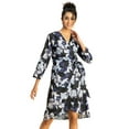 thumbnail image 1 of Moomaya Long Sleeve V Neck Wrap Printed Dress - Women's Stylish Wrap Dress, 1 of 9