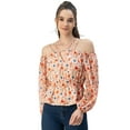 thumbnail image 1 of Moomaya Long Sleeves Off Shoulder Printed Top - Women's Stylish Peplum Top, 1 of 9