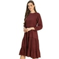 thumbnail image 1 of Moomaya Long Sleeves Round Neck Printed Rayon Dress - Women's Casual Dress, 1 of 9