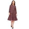 thumbnail image 1 of Moomaya Long Sleeves Round Neck Printed Rayon Dress - Women's Casual Dress, 1 of 9