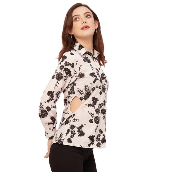 Moomaya Long Sleeves Spread Collar Shirt Printed Shirt - Women's Stylish Shirt