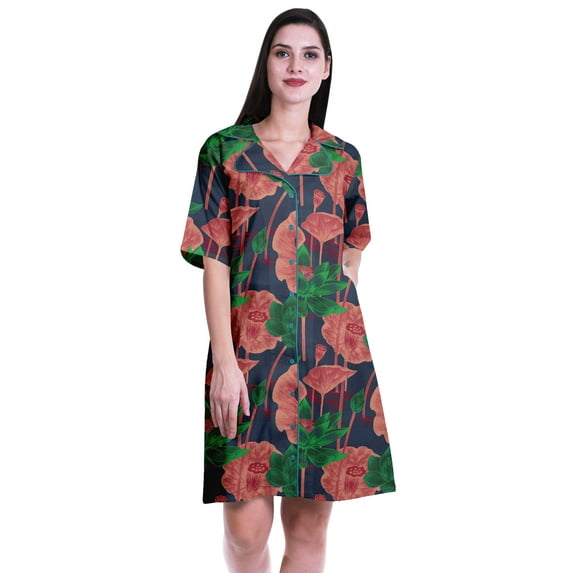 Moomaya Night Dresses For Women Short Nightwear Plus Size Shirts For Women-S-XXL