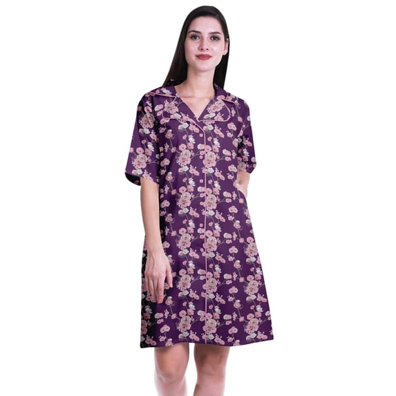 Moomaya Night Dresses For Women Short Nightwear Plus Size Shirts For Women-S-XXL