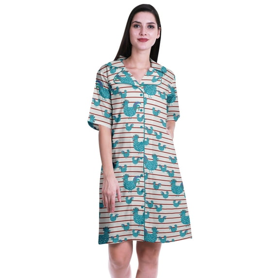 Moomaya Night Gown For Women Sexy Cotton Plus Size Sleep Shirts For Women-S-XXL