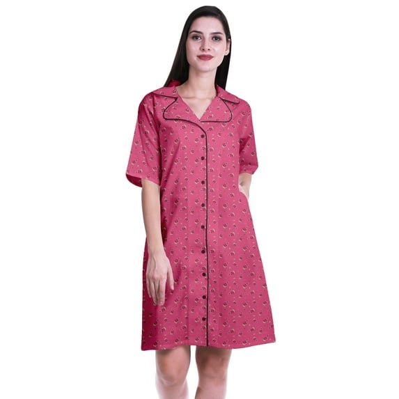 Moomaya Night Gown For Women Sexy Cotton Plus Size Sleep Shirts For Women-S-XXL