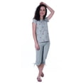 thumbnail image 1 of Moomaya Nightwear Set Embroidered Lips Top Solid 2 Piece Nightwear Capri Cotton Sleepwear Nightdress, 1 of 6