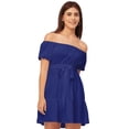 thumbnail image 1 of Moomaya Off Shoulder Solid Rayon Gathered Dress - Women's Trendy Casual Dress, 1 of 9