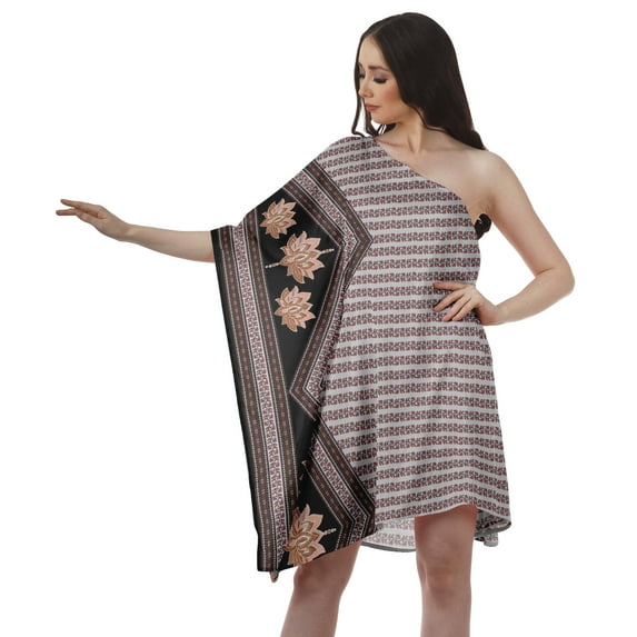 Moomaya One Shoulder Maxi Dresses Women Printed Plus Size Kaftan Beach Dress