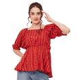 thumbnail image 1 of Moomaya Peplum Tops For Women, Printed Rayon Casual Top, 1 of 9