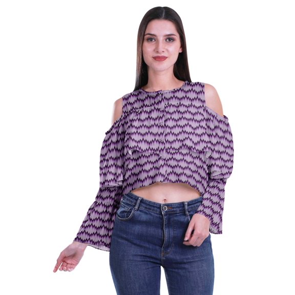 Moomaya Plus Size Cold Shoulder Top Printed Ladies Tops Blouses Women Party Tops