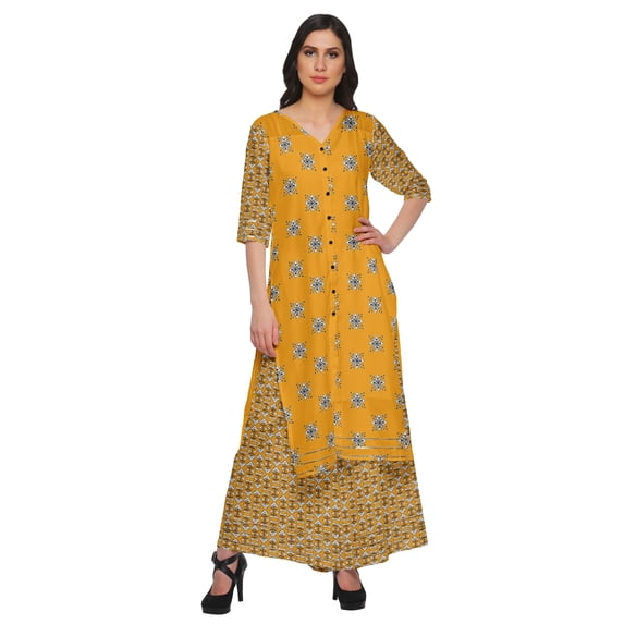 Moomaya Plus Size Printed Loose Palazzo And Kurta Set Ethnic Dress For Women