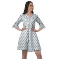 thumbnail image 1 of Moomaya Poly Crepe Casual Dresses Women Printed V Neck Drawstring Mini Dress, 1 of 1