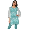 thumbnail image 1 of Moomaya Poly Crepe Short Kurtis For Women Printed Kimono Sleeve Dress Indian Top, 1 of 5