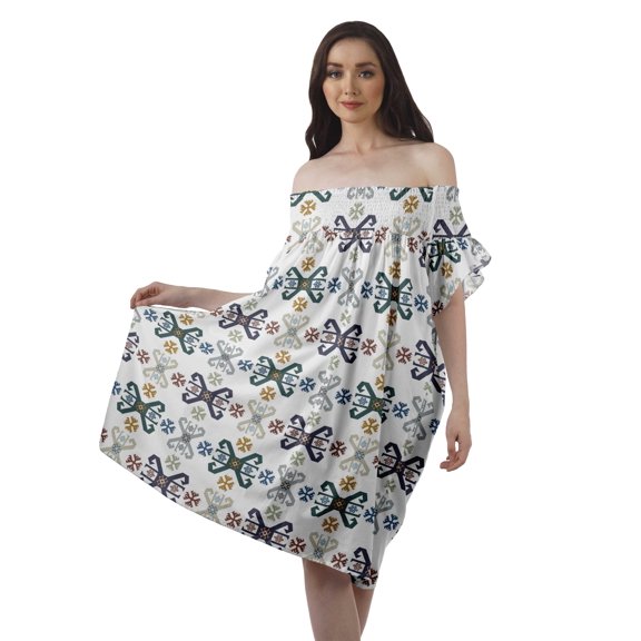 Moomaya Poly Crepe Summer Outfits Printed Womens Fluter Sleeve Dress Casual Wear