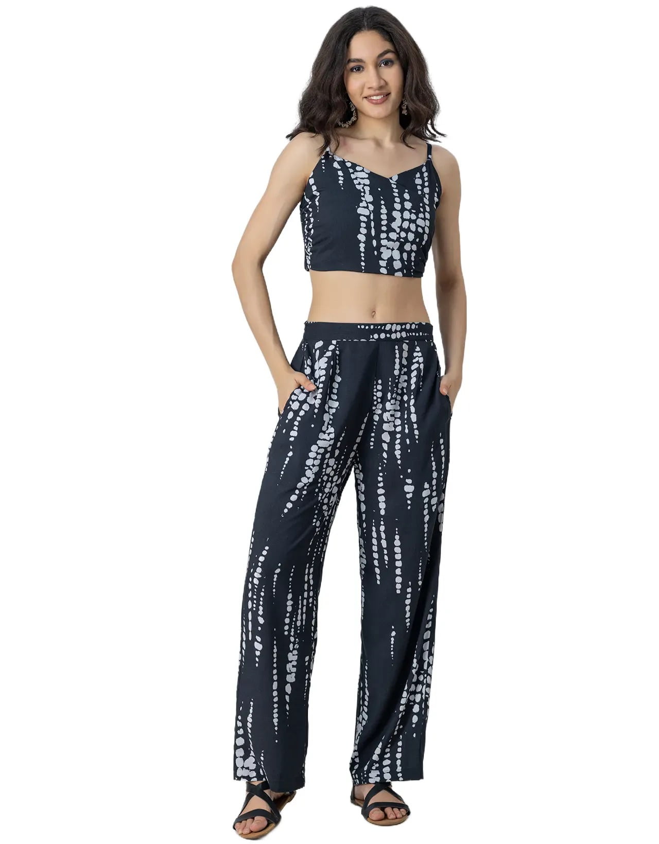 Moomaya Printed Pcs Cord Set For Women, Rayon Top With Pants For