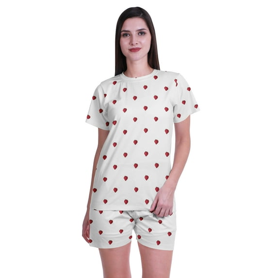 Moomaya Printed 2 Pieces Pjs For Women T Shirt Shorts Set Sleepwear For Women