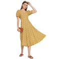 thumbnail image 1 of Moomaya Printed A-Line Viscose Dress, Short Sleeve, Styled Back Casual Flared Dress, 1 of 10