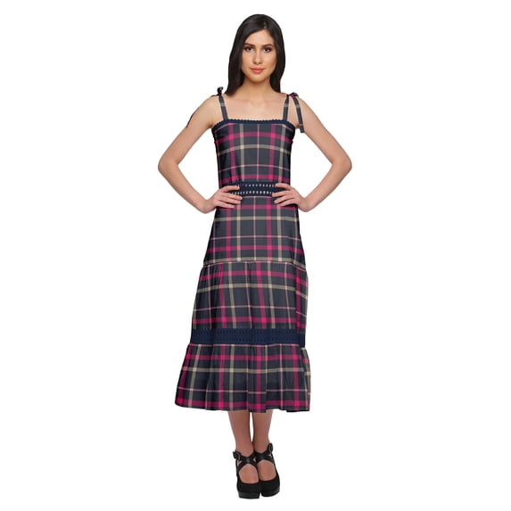 Moomaya Printed Adjustable Shoulder Strap Women Casual Sleeveless Long Dress