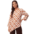 thumbnail image 1 of Moomaya Printed Asymmetric Tops For Women, Poly Rayon Long Sleeve Tunic Top, 1 of 8