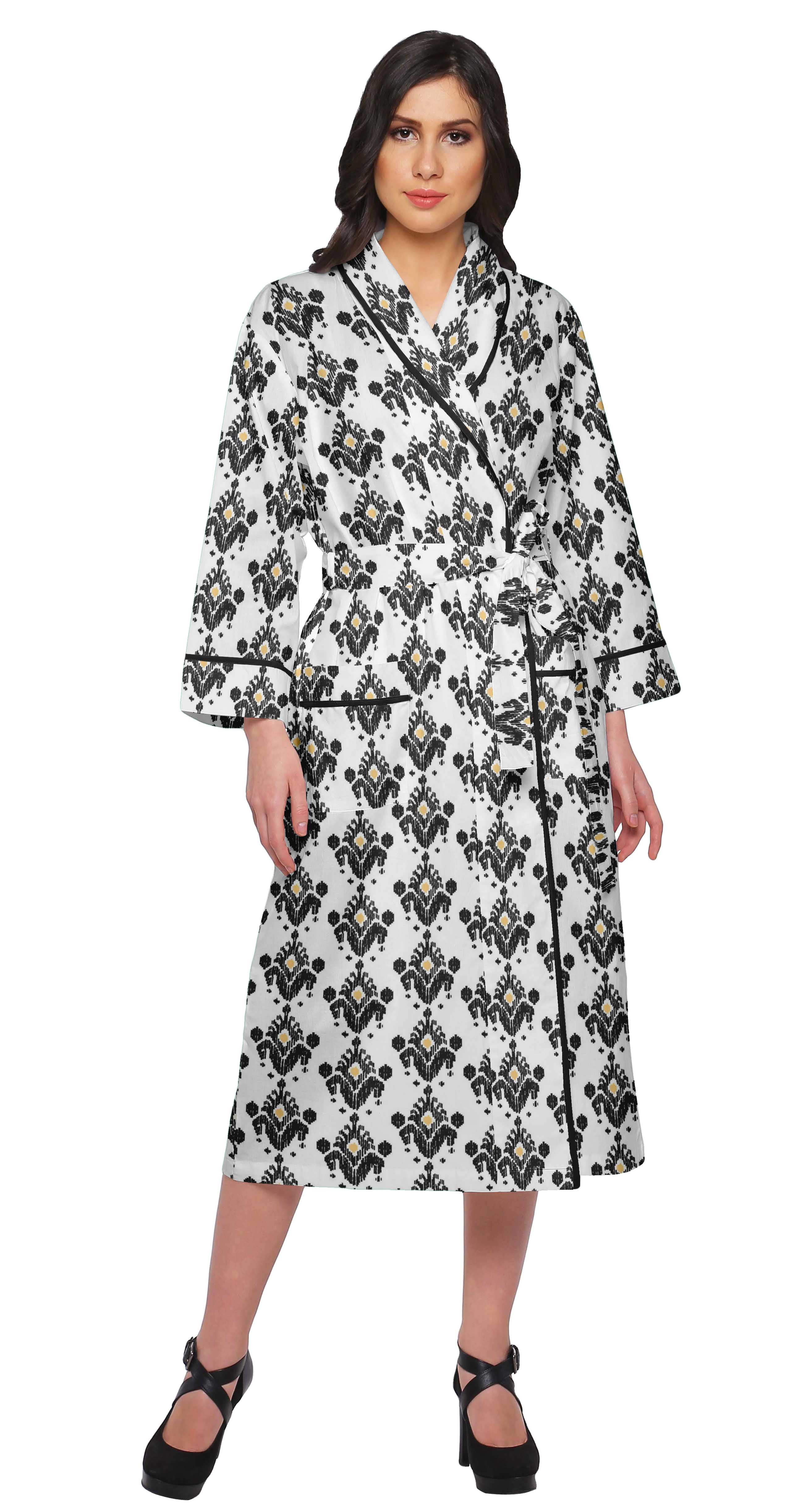 Moomaya Printed Bath Robe Girls Sleepwear Cotton Long Nightwear